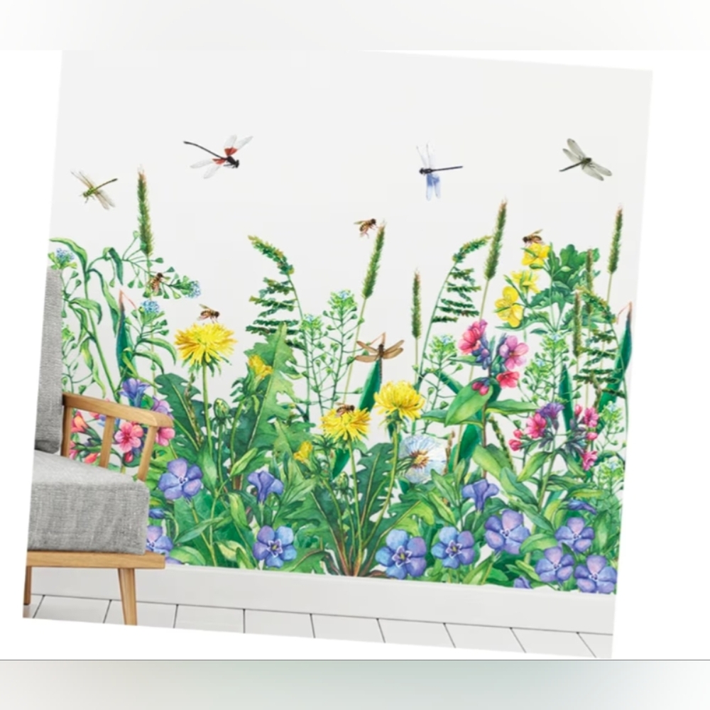 New Beautiful Floral and Dragonfly Wall Art Decals